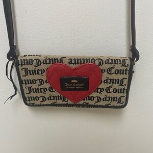 Juicy Couture Black and Red Heart Crossbody Bag